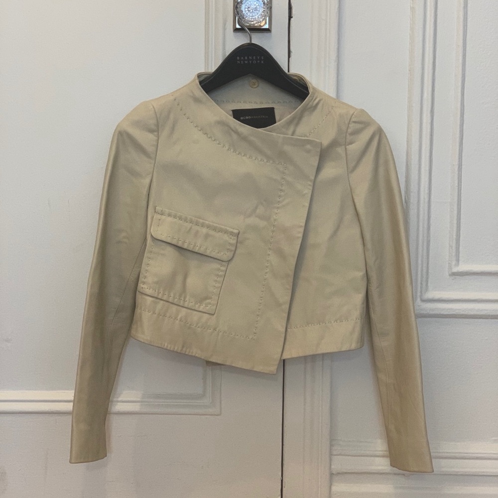 BCBG Max Azria cropped leather jacket